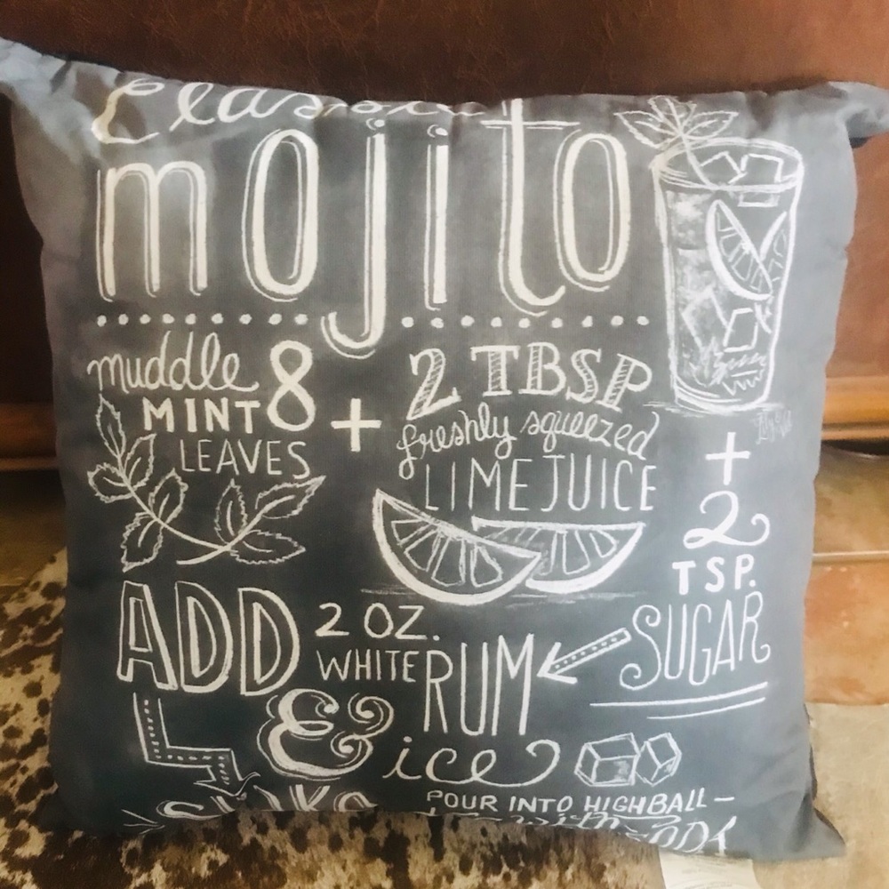 Lily and Val Mojito cocktail decorative pillow.